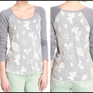 Anthropologie Eloise lace overlay gray top size Medium